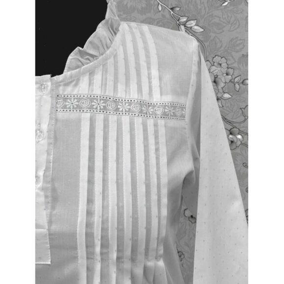 SoieRose 100% Cotton Victorian Nightgown – with Subtle Blue Dots - SR-1204 - Picture 6 of 11